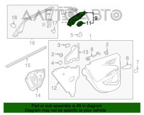 Capacul de control al geamului electric din spatele stâng al Chevrolet Malibu 16- gri cu ornamente cromate, defect la crom