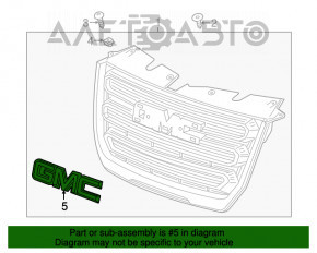 Emblema logo-ului GMC, grila radiatorului GMC Terrain 18-21, roșie.