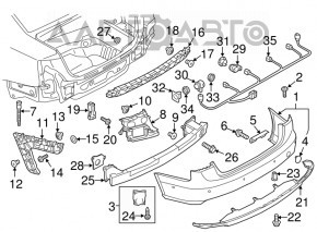 Buza bara din spatele Audi A6 C7 12-15 pre-restilizare, structura, zgarieturi.