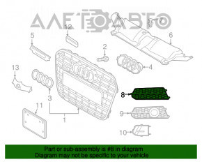 Решетка переднего бампера правая Audi A6 C7 16-18 рест, сетка