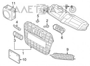 Grila protectie bara stanga Audi A6 C7 12-15 facelift noua originala OEM