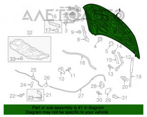 Капот голый Audi A6 C7 12-18 алюминиевый, черный LZ9Y, крашен, 0.2, тычки, примят