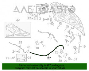 Cablu de deblocare capota 2 piese Audi A6 C7 12-18 nou original OEM