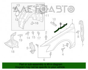 Garnitură aripă capotă - aripă dreapta Audi A6 C7 12-18 spate