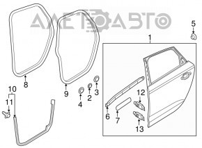 Garnitură ușă spate inferioară stânga Audi A6 C7 12-18 nouă originală OEM