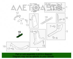 Capac prag spate dreapta exterior Audi A6 C7 12-18 negru, cu crom