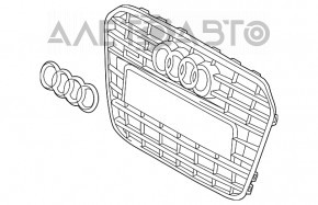 Решетка радиатора в сборе Audi A6 C7 16-18 рест черн мат