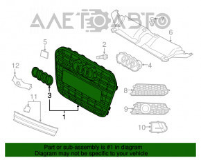 Grila radiatorului asamblată Audi A6 C7 16-18 rest negru mat