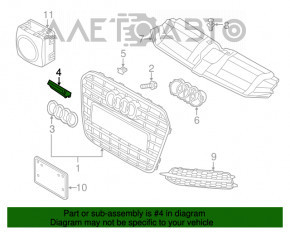 Эмблема надпись "quattro" на решетке радиатора Audi A6 C7 12-15 дорест
