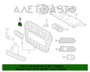 Emblema cu inscripția "quattro" de pe grila radiatorului Audi A6 C7 16-18 restilizat.