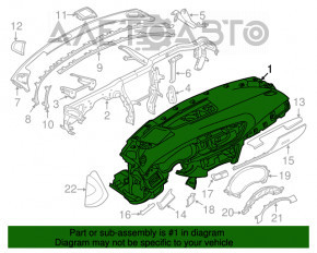 Torpedo cu airbag pentru Audi A6 C7 12-18 fără proiecție, neagră, zgâriată