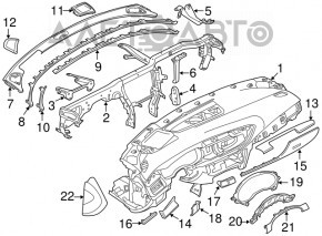 Torpedo cu airbag pentru Audi A6 C7 12-18 fără proiecție, neagră, zgâriată