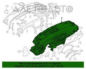 Panoul frontal fără AIRBAG pentru Audi A6 C7 16-18, fără proiecție, gri