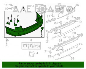 Bara spate goală Audi A6 C7 16-18 restilizată s-line cu senzori de parcare, neagră, ruptură la fixare, zgârieturi