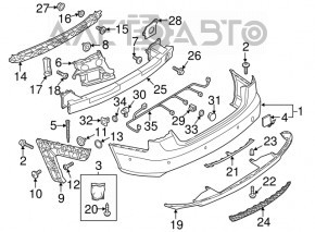 Suportul pentru bara spate dreapta exterioară Audi A6 C7 12-15, nou, original OEM.