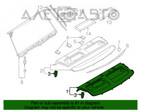 Raftul din spate Audi A6 C7 16-18 fără jaluzea, negru