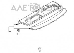 Raftul din spate Audi A6 C7 12-15 pentru pre-restilizare, sub cortină, negru