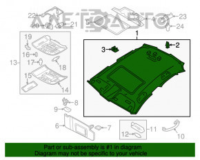 Обшивка потолка Audi A6 C7 12-18 под люк, черн