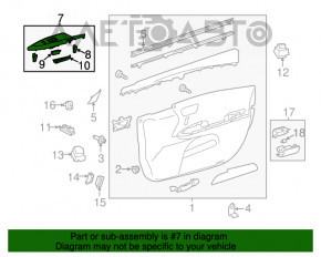 Capac de control al geamului electric din partea dreapta față Toyota Avalon 13-18 cu iluminare, zgârieturi pe crom