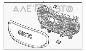 Решетка радиатора grill в сборе GMC Terrain 18-21 с эмблемой, песок, сломано крепление