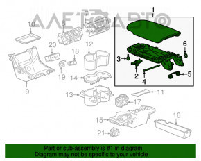 Consola centrală cu cotieră și suporturi pentru pahare pentru GMC Terrain 18 - piele neagră