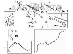 Injectoarele de spălare a parbrizului Nissan Rogue 14-20