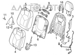 Scaun de pasager Porsche Cayenne 958 11-14 cu airbag, piele neagră, electric