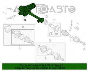 Reductorul frontal Porsche Cayenne 958 11-17 79k, rupt 1 buc., crăpat 1 buc.