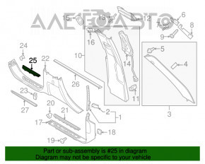 Capacul pragului inserție spate stânga Porsche Cayenne 958 11-17 crom, zgârieturi