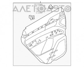 Capacul ușii spate stânga Porsche Cayenne 958 11-17 negru, cu difuzor, cotier negru din piele, ornamente negre lucioase, zgârieturi.