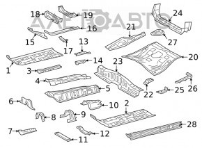 Bara centrală a podelei Lexus UX200 UX250h 19- aluminiu