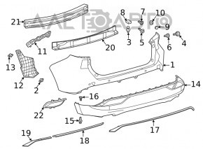 Bara spate goala Toyota Venza 21 - pentru senzori de parcare Limited, XLE nou original OEM