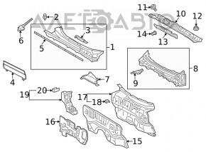 Garnitura de etanșare a ștergătoarelor de pe grila dreapta Toyota Venza 21- nouă originală OEM