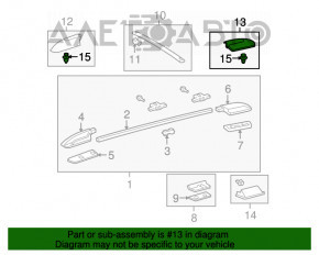 Capacul de șină longitudinală din spate dreapta pentru Toyota Sequoia 08-16, negru.