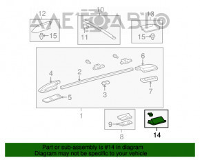 Capacul de balustradă longitudinală dreapta centrală pentru Toyota Sequoia 08-16, negru, uzat.