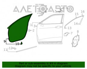 Уплотнитель двери передней левой Toyota Venza 21-