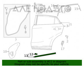 Уплотнитель двери нижний задний левый Toyota Venza 21-