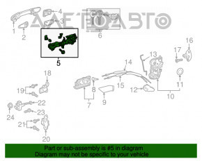 Mecanismul manetei ușii din față dreapta a Toyota Venza 21- cu keyless