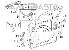 Mecanismul manetei ușii din față stânga a Toyota Venza 21- cu keyless