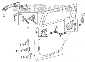 Mecanismul mânerului ușii din spate dreapta pentru Toyota Venza 21-