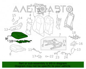 Scaun de pasager Toyota Venza 21- fără airbag, piele, gri, încălzire, fără control și motoare, pe piese de schimb