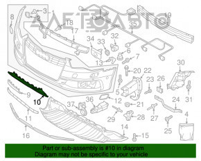 Grila inferioară a barei de protecție față Audi A6 C7 12-15, nouă, originală