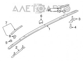 Capacul de balustradă longitudinală din față dreapta pentru Hyundai Tucson 16-20 fără trapă.