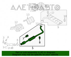 Tubul de evacuare intermediar este tăiat pentru catalizatorul Hyundai Kona 18-21 FWD 2.0.