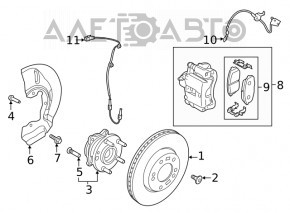 Capacul discului de frână față stânga Hyundai Kona 18-23 pentru discul de frână de 305 mm