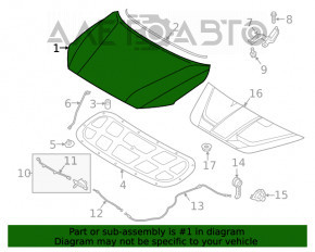 Capota goală Hyundai Kona 18-23 1.6, 2.0 grafit YG7, metal, lovituri, zgârieturi, rugină