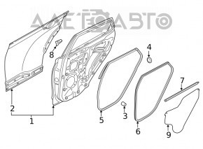 Ușă goală spate stânga Hyundai Kona 18-23 nou original OEM