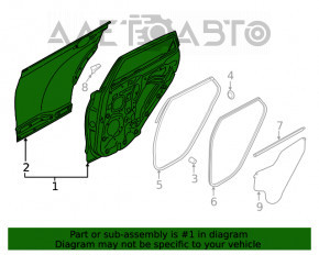Дверь в сборе задняя правая Hyundai Kona 18-23