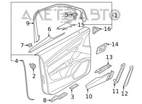 Capacul usii spate stanga Audi Q5 80A 18-20, negru, cu insertie de lemn, cotiera neagra, zgarietura.