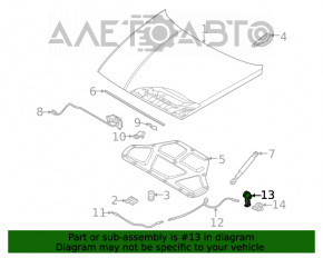 Manerul de deschidere a capotei Hyundai Kona 18-23 1.6, 2.0 din interior